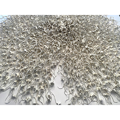 Silently Underneath Installation (detail), 66" x 66”,
Installation with polymer clay pieces, 2021. These unknown organic organisms grow and morph in hidden places with systems having no limits—invading and slithering randomly.