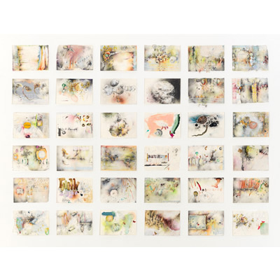 Journal  Installation, 
36 Journal drawings each 7"x 10", Mixed media on paper 
